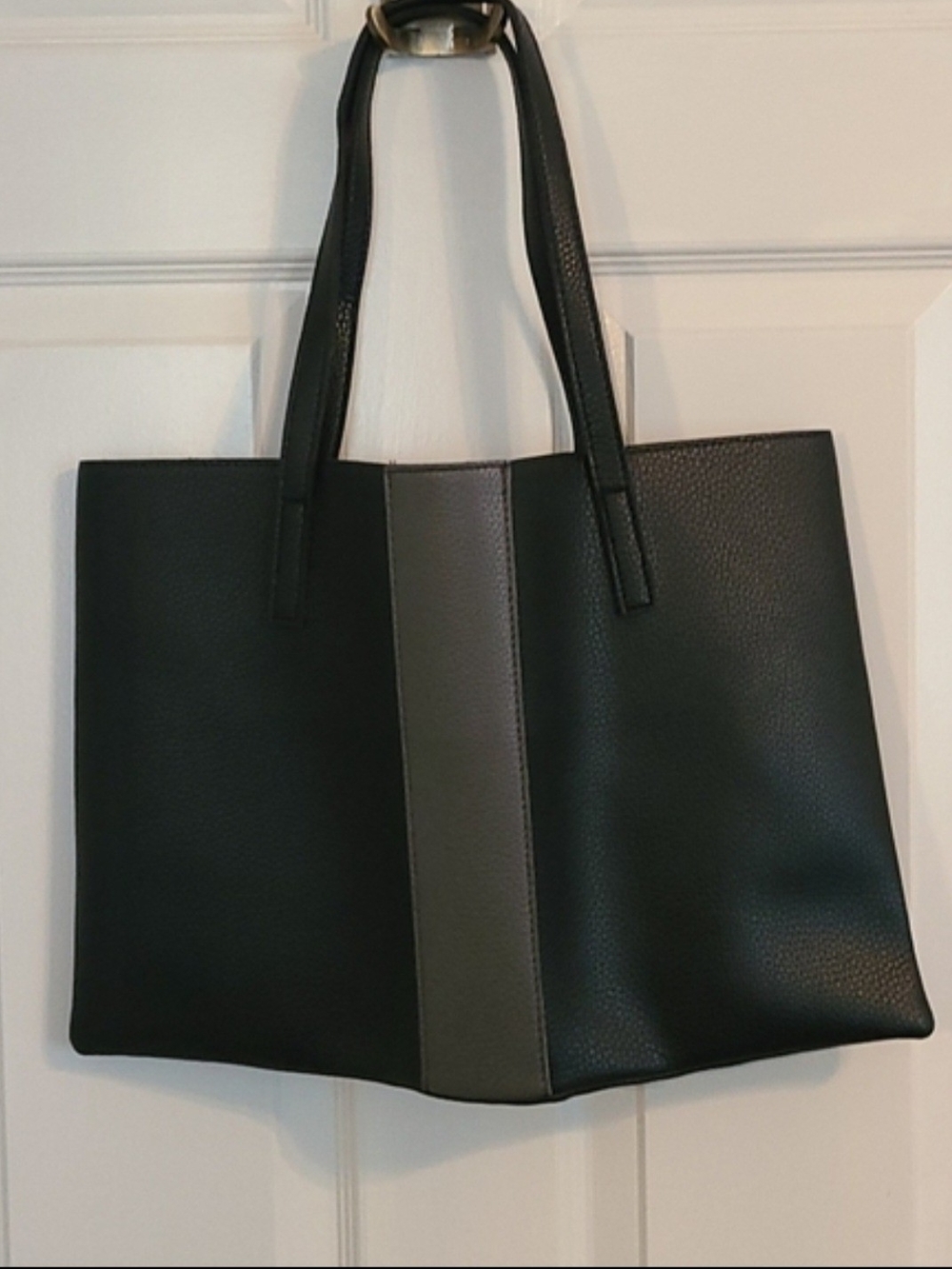 Vince Camuto Black Tote with Gray Center Panel